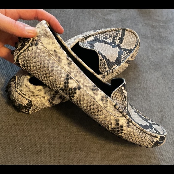 snakeskin driving shoes